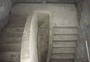 Concrete stair with solid concrete balustrades