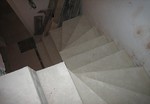 Very tight, compact stair, 800 mm, built against 3 walls
